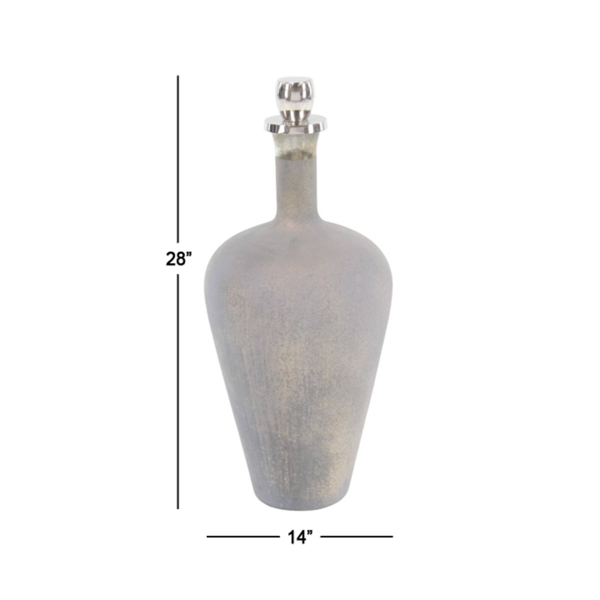 28" Silver Glass Modern Decorative Bottle